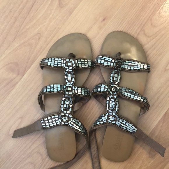 Charles David brown leather ankle sandals - Picture 1 of 5